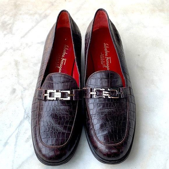 SALVATORE FERRAGAMO WOMENS LEATHER LOAFER SHOE SILVER SIZE 10 Y2K NEVER WORN